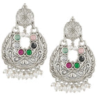 Oxidized Floral Grace Chandbali Earrings