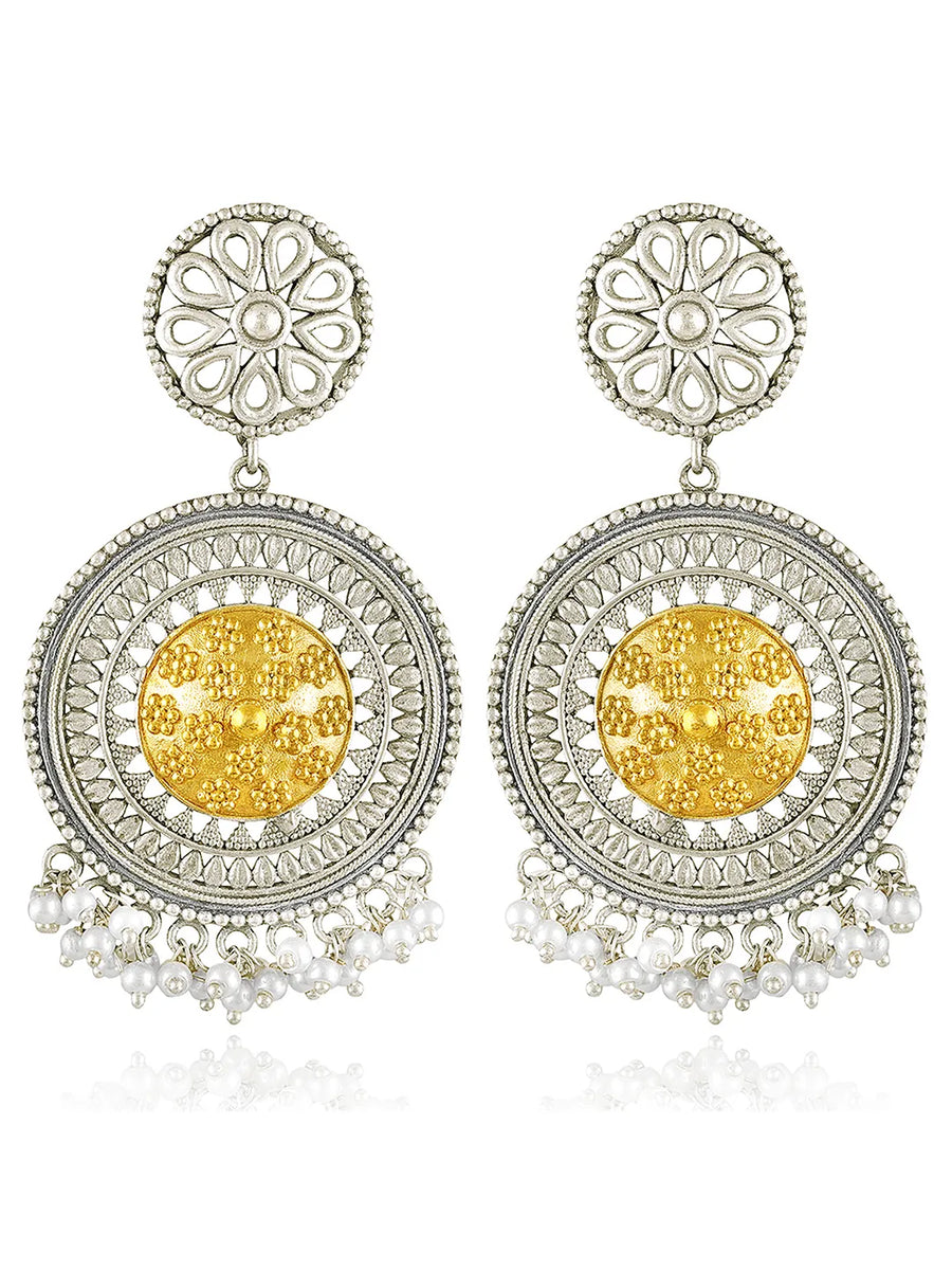Floral Lariya Chandbali Earrings