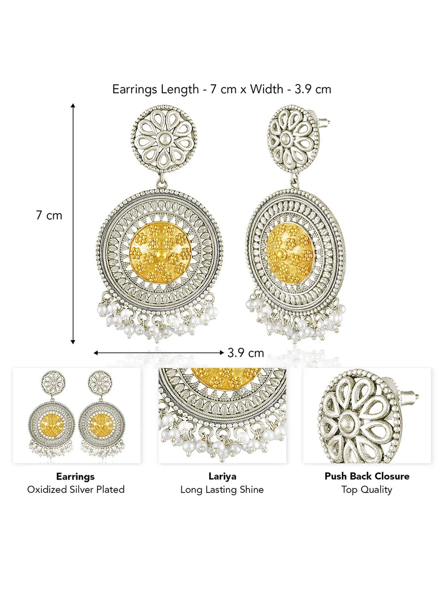 Floral Lariya Chandbali Earrings
