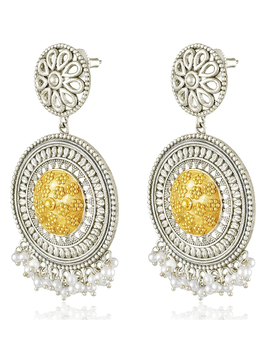 Floral Lariya Chandbali Earrings
