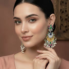 Floral Charm Pearl Tassel Dangle Earrings