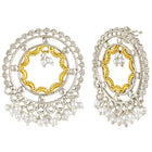 Golden Halo Pearl Tassel Dangle Earrings