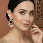 Golden Halo Pearl Tassel Dangle Earrings