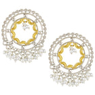 Golden Halo Pearl Tassel Dangle Earrings