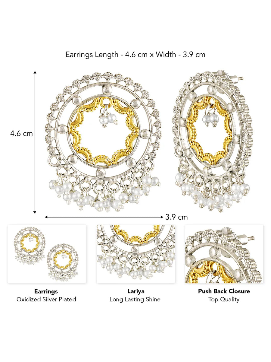 Golden Halo Pearl Tassel Dangle Earrings