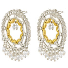 Golden Halo Pearl Tassel Dangle Earrings