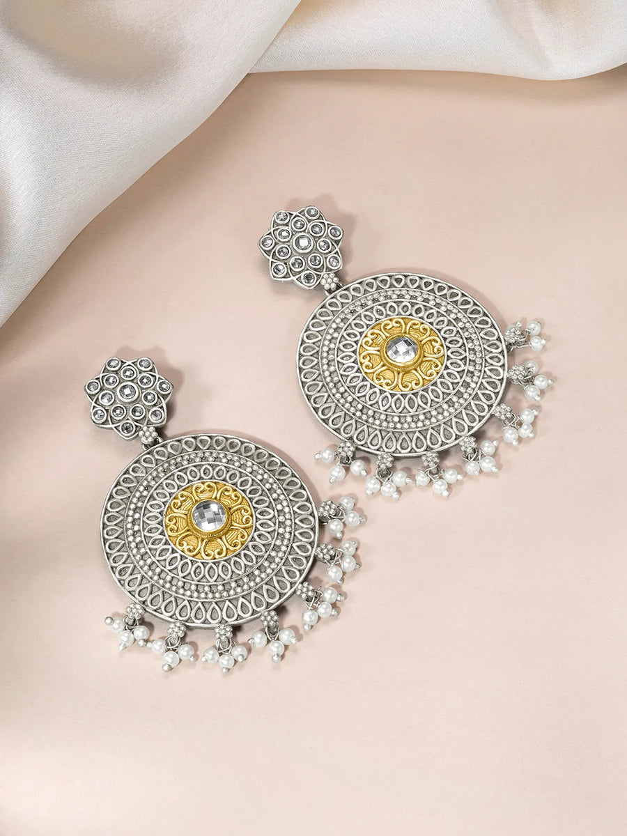 Antique Mandala Design Pearl Earrings