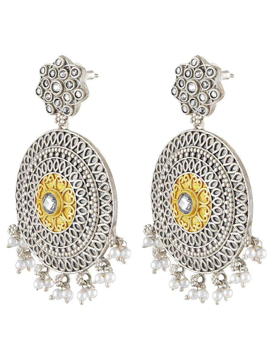 Antique Mandala Design Pearl Earrings
