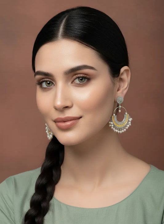 Antique Chandbali Earrings with Lariya beads