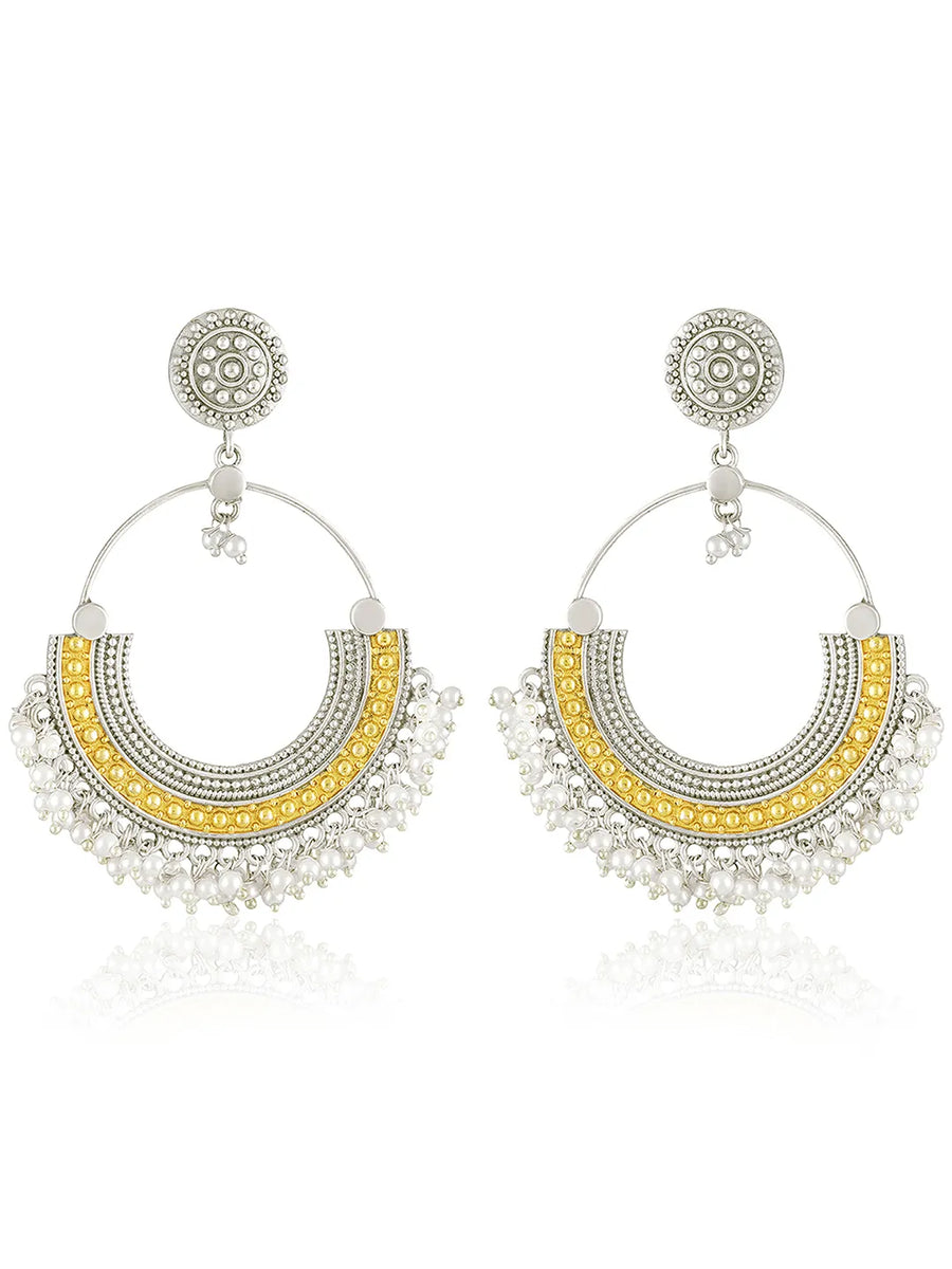 Crescent Hoop with Pearl Drop Charms