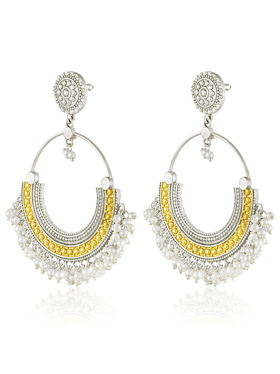 Crescent Hoop with Pearl Drop Charms