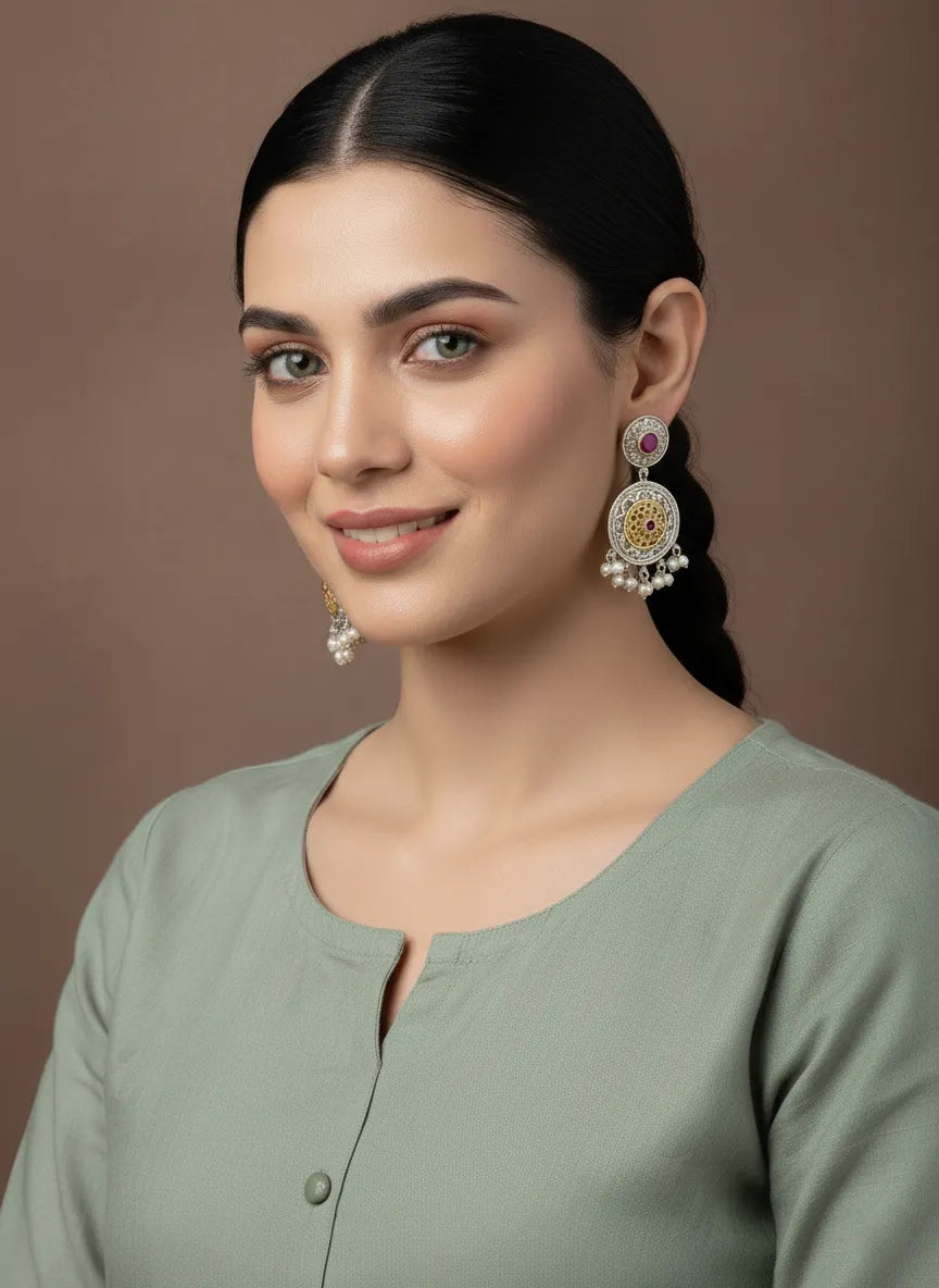 Mandala Filigree Pearl Drops Earrings