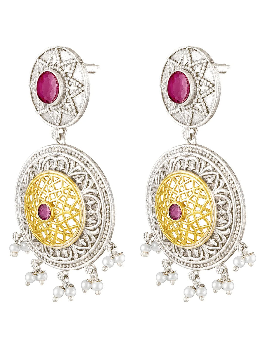 Mandala Filigree Pearl Drops Earrings