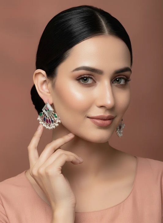 Elegant Triangle Tassel Drop Earrings