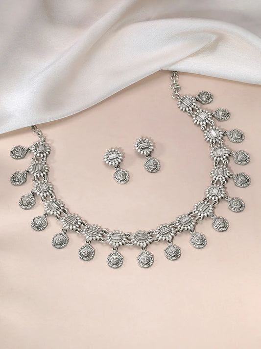 Antique Sunflower and Coin Necklace Set