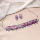 Chevron Design Faux Ruby Necklace Set