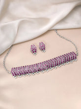 Chevron Design Faux Ruby Necklace Set