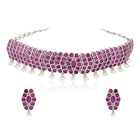Chevron Design Faux Ruby Necklace Set
