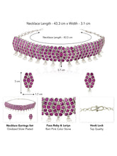 Chevron Design Faux Ruby Necklace Set