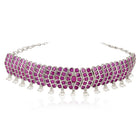 Chevron Design Faux Ruby Necklace Set