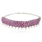 Chevron Design Faux Ruby Necklace Set