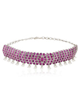 Chevron Design Faux Ruby Necklace Set