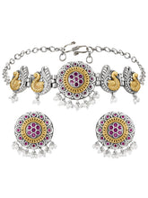 Peacock Motif with Pearl Drop Choker Set