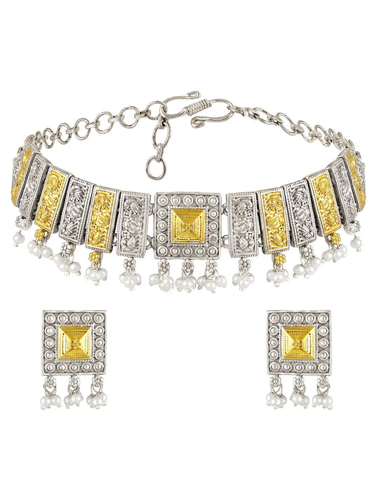 Antique Square Charm Pearl Tassel Set