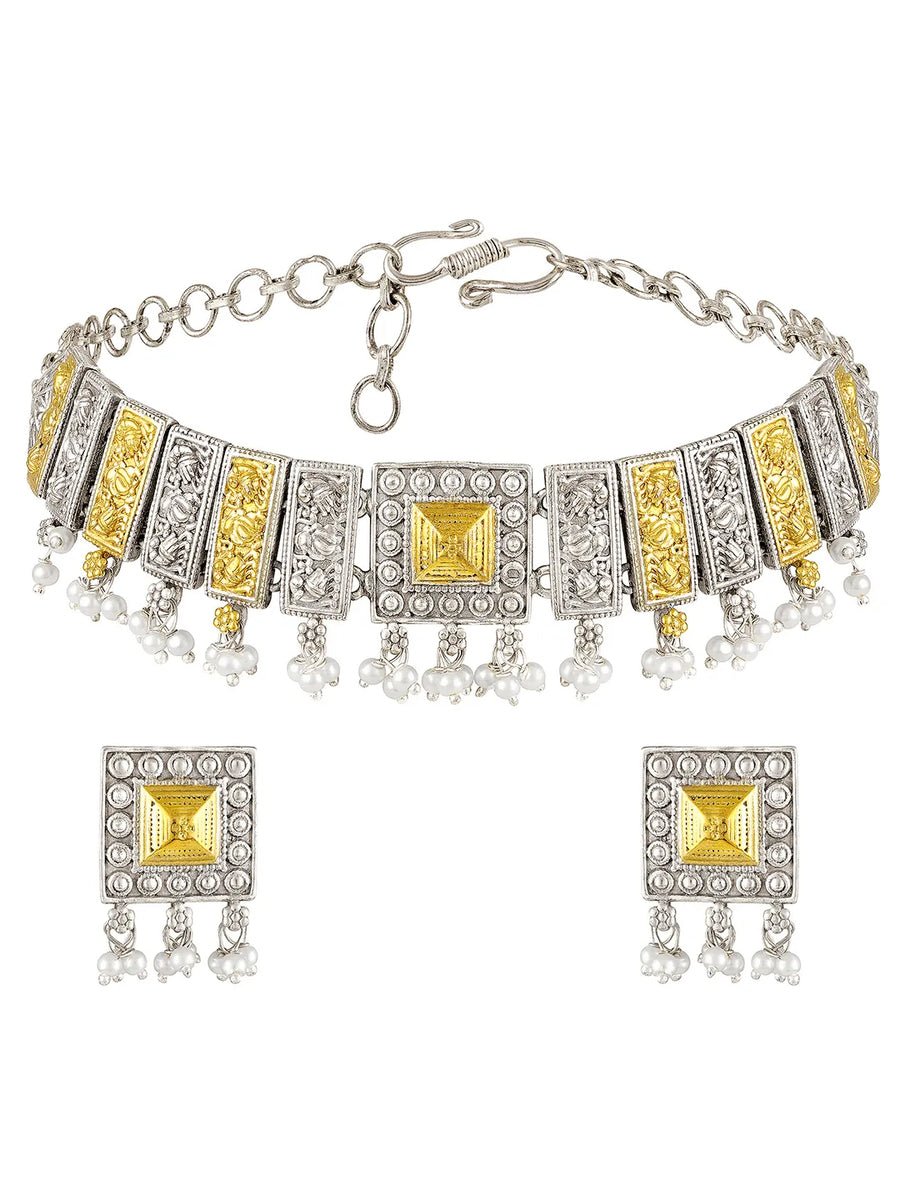 Antique Square Charm Pearl Tassel Set