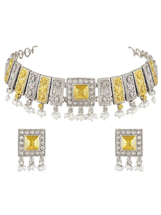 Antique Square Charm Pearl Tassel Set