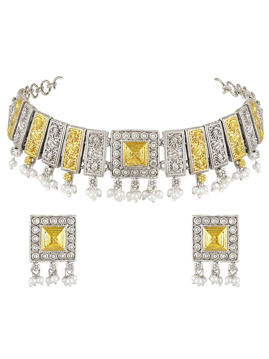 Antique Square Charm Pearl Tassel Set