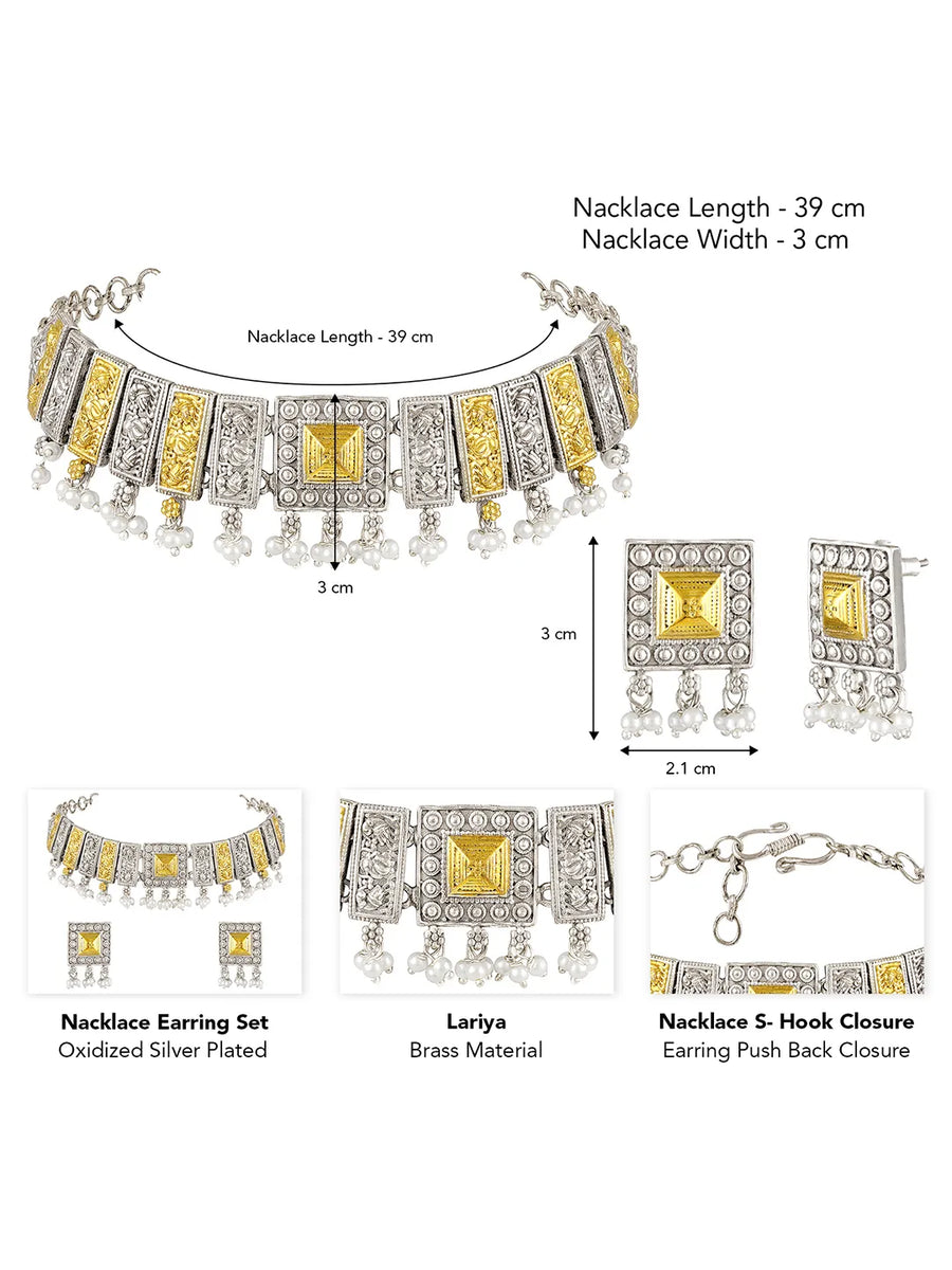 Antique Square Charm Pearl Tassel Set