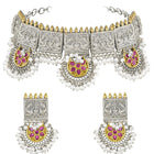 Classic Floral Pendant Pearl Necklace Set