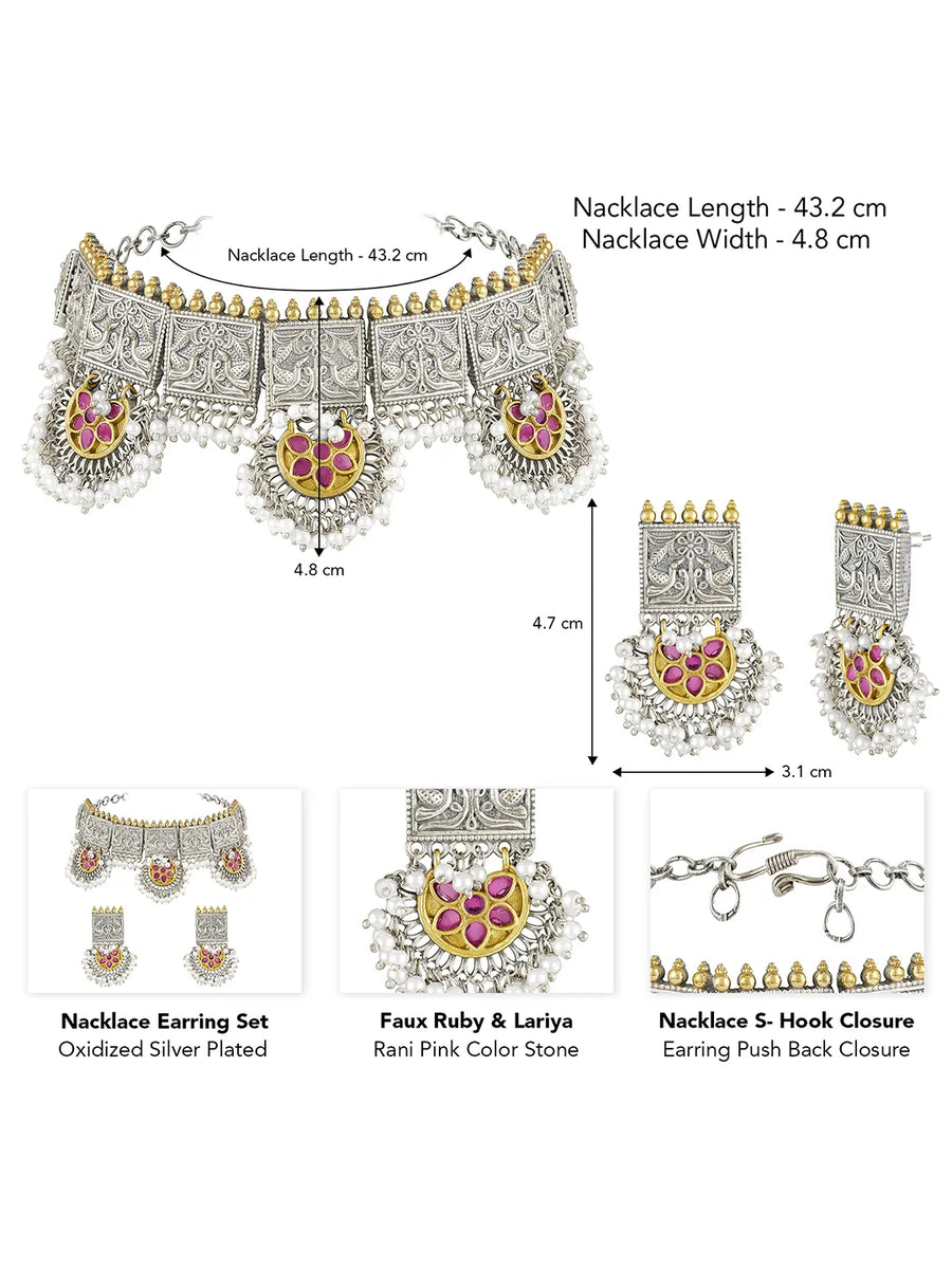 Classic Floral Pendant Pearl Necklace Set