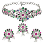 Floral Crystal Studded Necklace Set