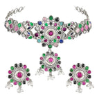 Floral Crystal Studded Necklace Set