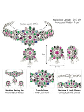 Floral Crystal Studded Necklace Set