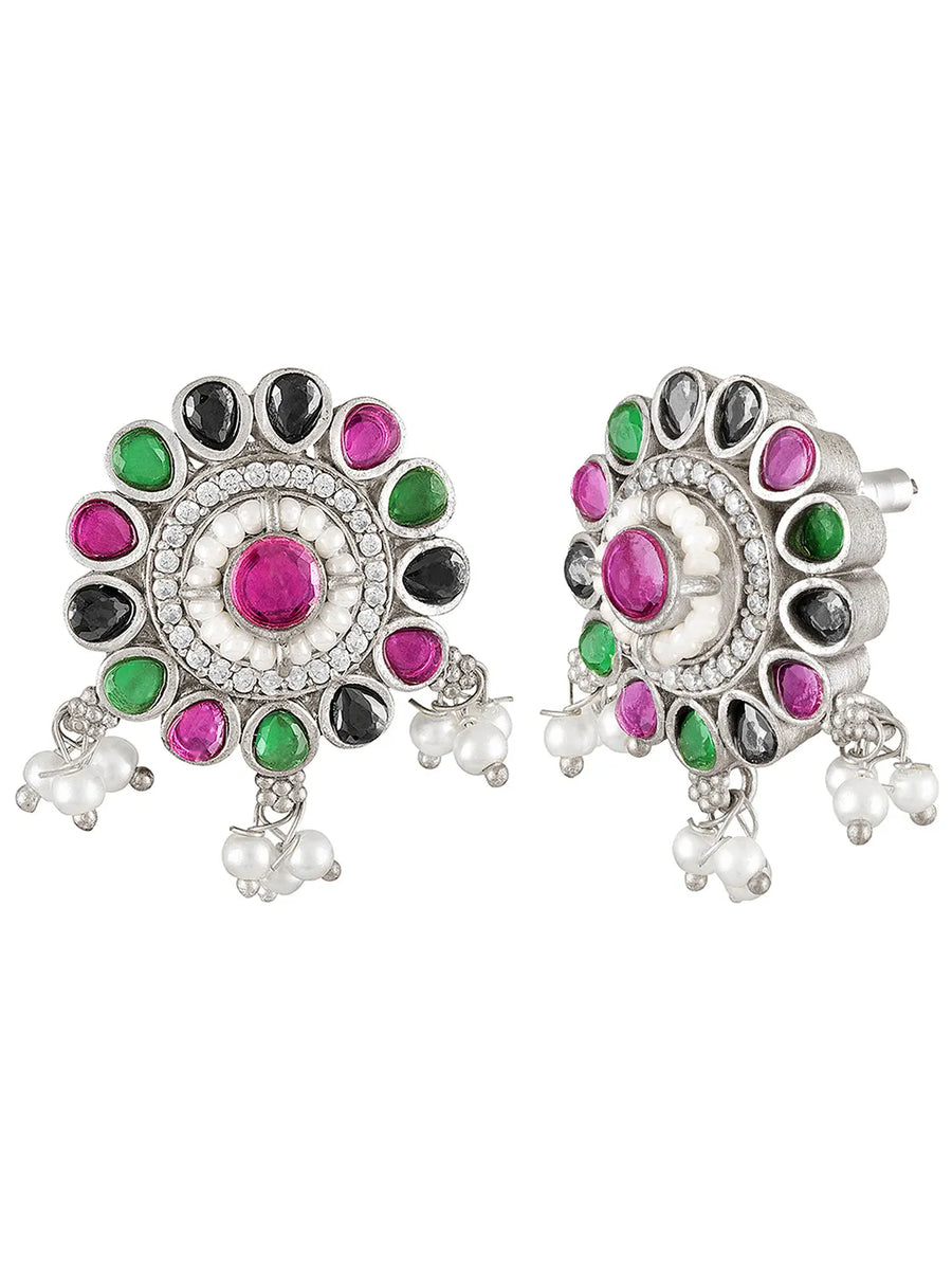 Floral Crystal Studded Necklace Set