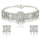 Crystal Drop Choker with Pearl Dangles