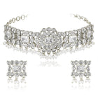 Crystal Drop Choker with Pearl Dangles
