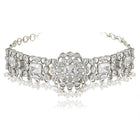 Crystal Drop Choker with Pearl Dangles