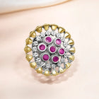Dual Tone Ruby Accent Statement Ring