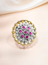 Dual Tone Ruby Accent Statement Ring