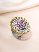 Dual Tone Ruby Accent Statement Ring