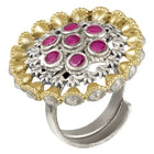 Dual Tone Ruby Accent Statement Ring