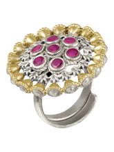 Dual Tone Ruby Accent Statement Ring