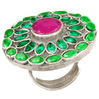 Round Mosaic Ring with Ruby Center