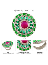 Round Mosaic Ring with Ruby Center