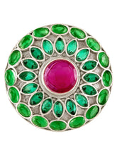 Round Mosaic Ring with Ruby Center