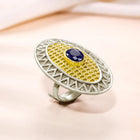 Textured Oval Mosaic Statement Ring